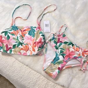 Hurley two piece swimsuit flowered size small